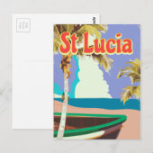 St Lucia vintage strand reisposter Briefkaart (Voorkant / Achterkant)