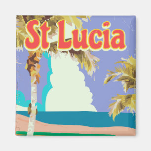 St Lucia vintage strand reisposter Magneet