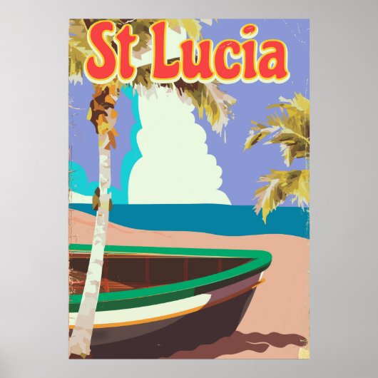 St Lucia vintage strand reisposter Poster (Voorkant)