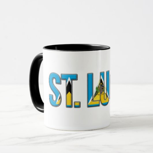 St. Lucia Vlagtekst | Caribische trots ontwerp Mok (Voorkant links)
