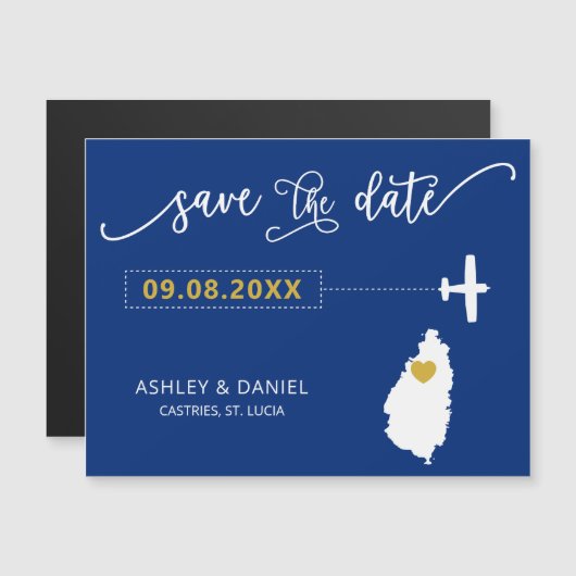 St. Lucia Wedding Save the Date Kaart, kaart Magnetische Uitnodiging (Voorkant / Achterkant)
