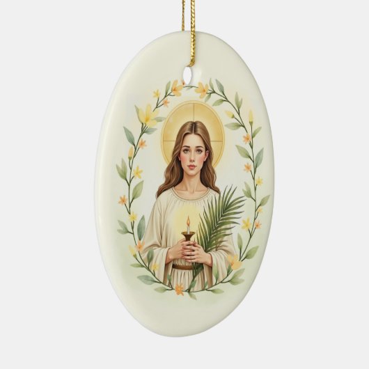 St Lucy God's Peace and Blessings with Scripture Keramisch Ornament (Rechts)