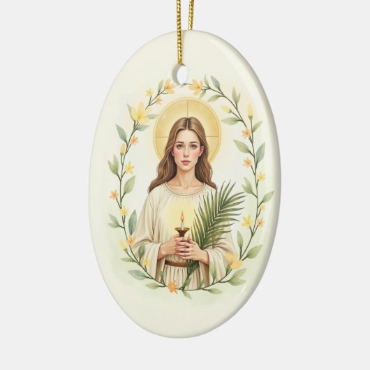 St Lucy God's Peace and Blessings with Scripture Keramisch Ornament (Links)