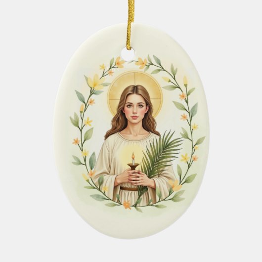 St Lucy God's Peace and Blessings with Scripture Keramisch Ornament (Voorkant)