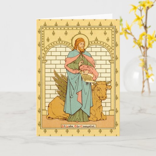 St. Luke de Evangelist (RLS 08) Blanco groet Kaart (Gele Bloem)