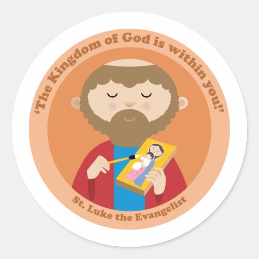 St. Luke de Evangelist Ronde Sticker (Voorkant)