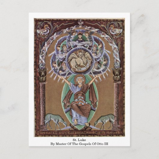 St. Luke door de meester van de Gospels van Otto I Briefkaart (Voorkant)
