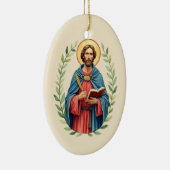 St Luke God's Peace and Blessings with Scripture Keramisch Ornament (Rechts)