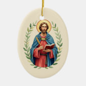 St Luke God's Peace and Blessings with Scripture Keramisch Ornament (Voorkant)