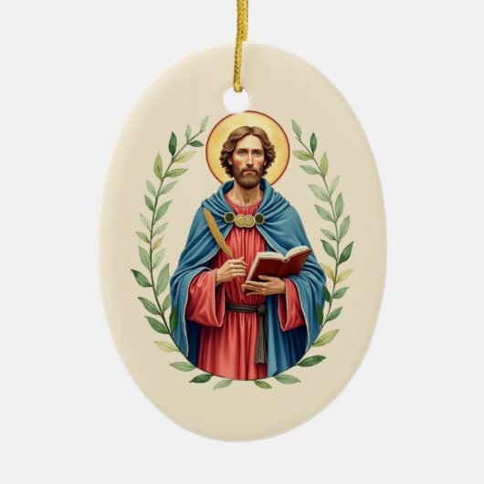St Luke God's Peace and Blessings with Scripture Keramisch Ornament (Voorkant)