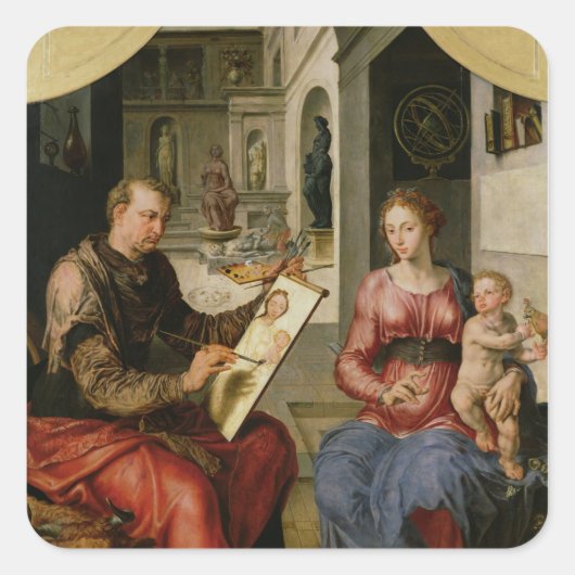 St. Luke Painting the Virgin, c.1545 Vierkante Sticker (Voorkant)
