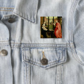 St. Luke Tekent een portret van de Maagd Vierkante Button 5,1 Cm (In situ)
