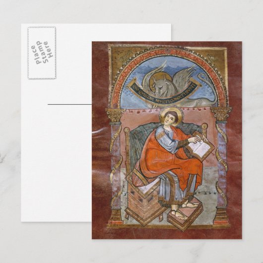 St. Luke, van het evangelie van St. Riquier Briefkaart (Voorkant / Achterkant)