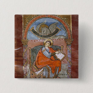 St. Luke, van het evangelie van St. Riquier Vierkante Button 5,1 Cm