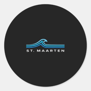 St Maarten Golven Vintage Heren Dames Meisjes Jong Ronde Sticker