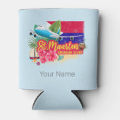 St. Maarten Retro Caribbean  Island Plane Blikjeskoeler (Voorkant)