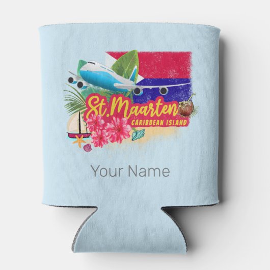 St. Maarten Retro Caribbean Island Plane Blikjeskoeler (Achterkant)