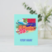 St. Maarten Retro Caribbean  Island Plane Feestdagenkaart (Staand voorkant)