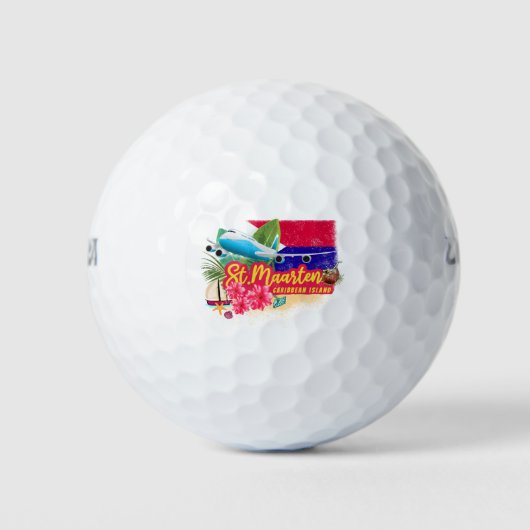 St. Maarten Retro Caribbean  Island Plane Golfballen (Voorkant)