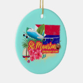 St. Maarten Retro Caribbean  Island Plane Keramisch Ornament (Rechts)