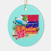 St. Maarten Retro Caribbean  Island Plane Keramisch Ornament (Links)