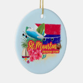 St. Maarten Retro Caribbean  Island Plane Keramisch Ornament (Rechts)