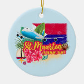 St. Maarten Retro Caribbean  Island Plane Keramisch Ornament (Voorkant)