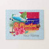 St. Maarten Retro Caribbean  Island Plane Legpuzzel (Horizontaal)