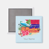 St. Maarten Retro Caribbean  Island Plane Magneet (Voorkant / Achterkant)