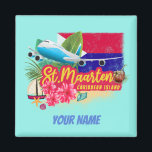 St. Maarten Retro Caribbean  Island Plane Magneet<br><div class="desc">Sint-Maarten met vliegtuig en vlag Retro strandontwerp voor vakantie. Saint Maarten Caribbean Island met Cocktail souvenir om naar het Caribische eiland en Sint Maarten te reizen. Sint-Maartinstrand met vliegtuig voor vakantieoorden en backpackers van Philipsburg en Simpson Bay. Sint-Maarten in het Caraïbisch Retro Souvenir vliegtuig en Cocktail. Sint-Maarten-ontwerp voor backpackers en...</div>