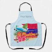 St. Maarten Retro Caribbean  Island Plane Schort (Voorkant)