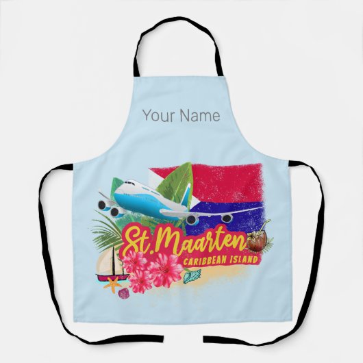 St. Maarten Retro Caribbean  Island Plane Schort (Voorkant)