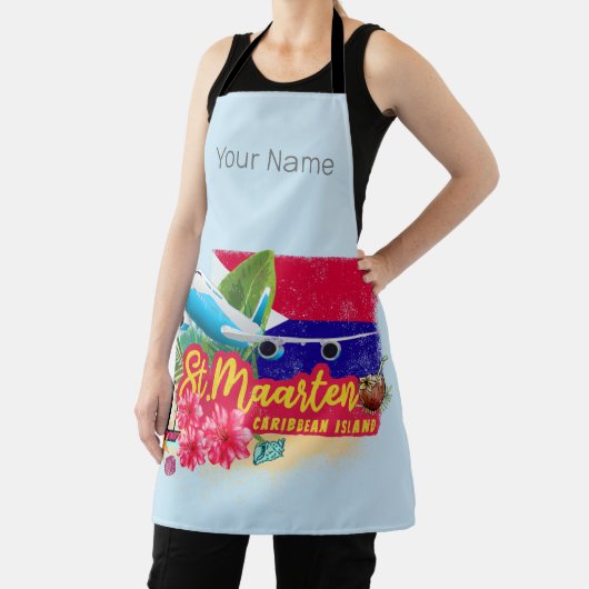 St. Maarten Retro Caribbean Island Plane Schort (Insitu)