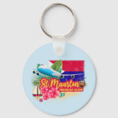 St. Maarten Retro Caribbean  Island Plane Sleutelhanger (Voorkant)