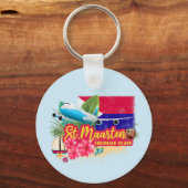 St. Maarten Retro Caribbean  Island Plane Sleutelhanger (Voorkant)