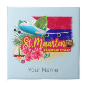St. Maarten Retro Caribbean  Island Plane Tegeltje (Voorkant)