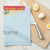 St. Maarten Retro Caribbean  Island Plane Theedoek (Quarter Fold)