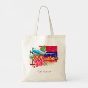 St. Maarten Retro Caribbean Island Plane Tote Bag