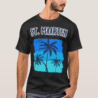 St. Maarten Retro Vakantie Souvenir Palmbomen T-shirt