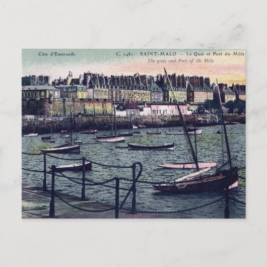 St Malo France Seaport Briefkaart (Voorkant)