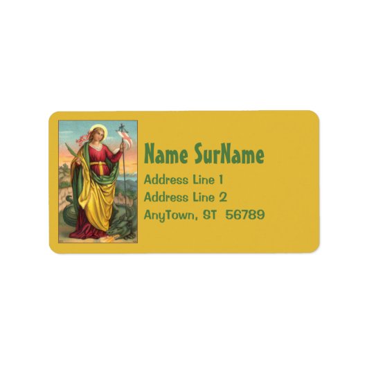 St. Margaret met Dragon en reurrection Banner Etiket (Voorkant)