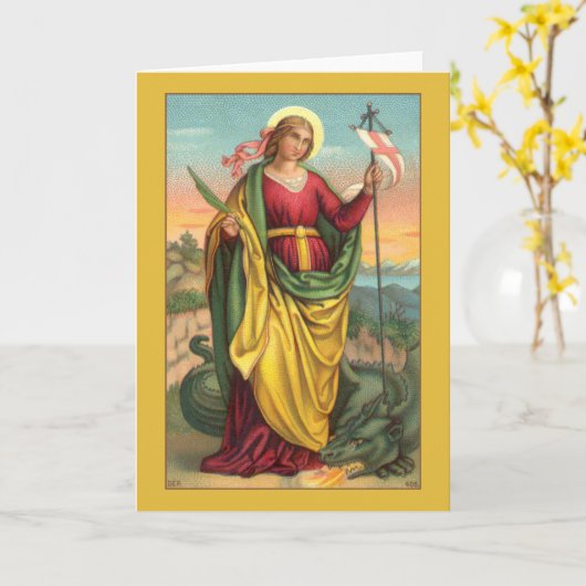 St. Margaret met Dragon en reurrection Banner Kaart (Gele Bloem)