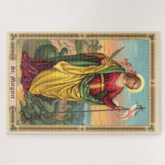 St. Margaret met Dragon en reurrection Banner Legpuzzel (Horizontaal)