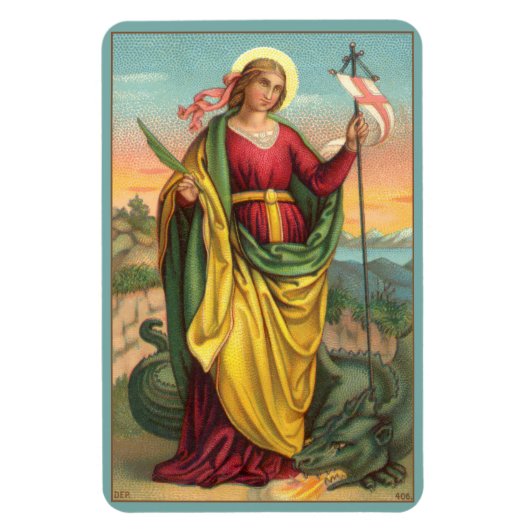 St. Margaret met Dragon en reurrection Banner Magneet (Verticaal)