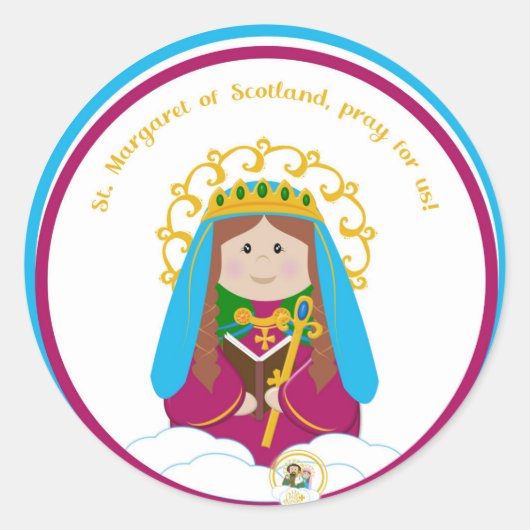 St. Margaret van Schotland Ronde Sticker (Voorkant)