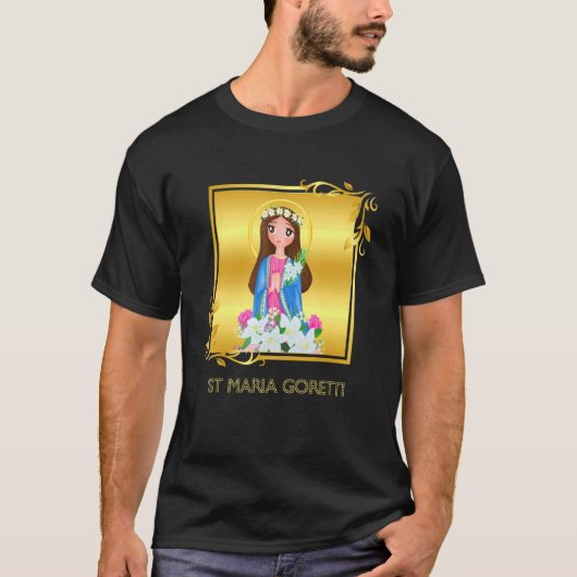 St. Maria Goretti Katholieke heilige Lily Symbo T-shirt (Voorkant)