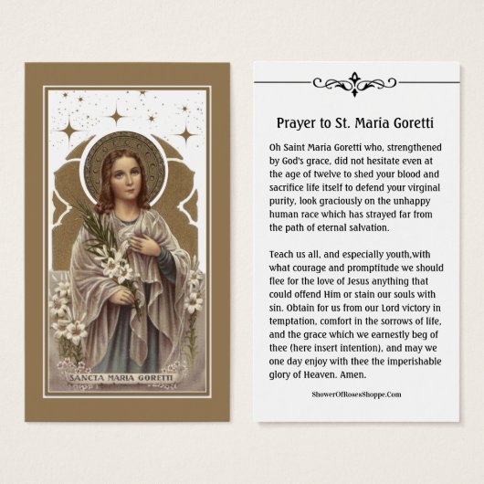 St. Maria Goretti Katholieke Prayer Heilige Kaart (Voorkant /achterkant)