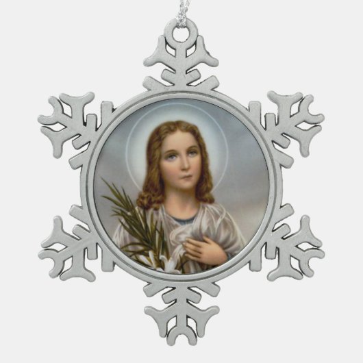 St. Maria Goretti Martyr Tin Sneeuwvlok Ornament (Voorkant)