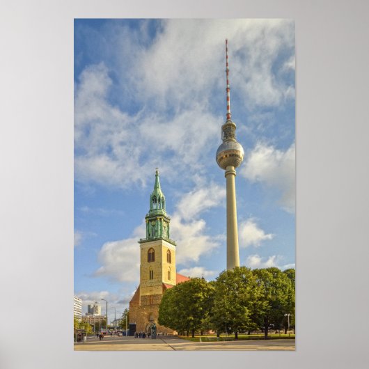 St. Mariakerk, Berlijn, Duitsland, Fernsehturm Poster (Voorkant)