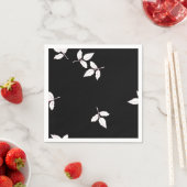 St. Marie bladeren wit op zwart papier servetten (Insitu)